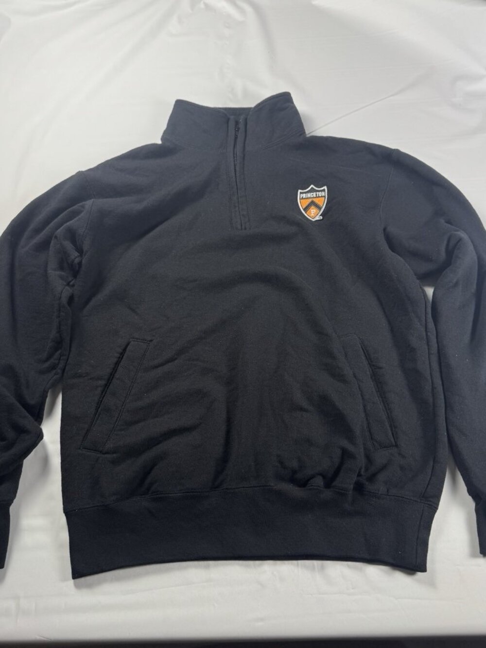 Vintage Princeton University Quarter Zip Sweatshirt Jacket Mens Medium Black 1/4
